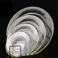 SUNYO Vente à Chaud Besta Shanxi Chargeur de Luxe Assiettes en Verre de Mariage Assiettes en Verre avec Bord Doré Assiettes plates pour Événements