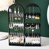 Présentoir créatif pliable pour boucles d'oreilles en PS, support de rangement à 4 panneaux pour bijoux, colliers et clous d'oreilles, pour la maison et le magasin
