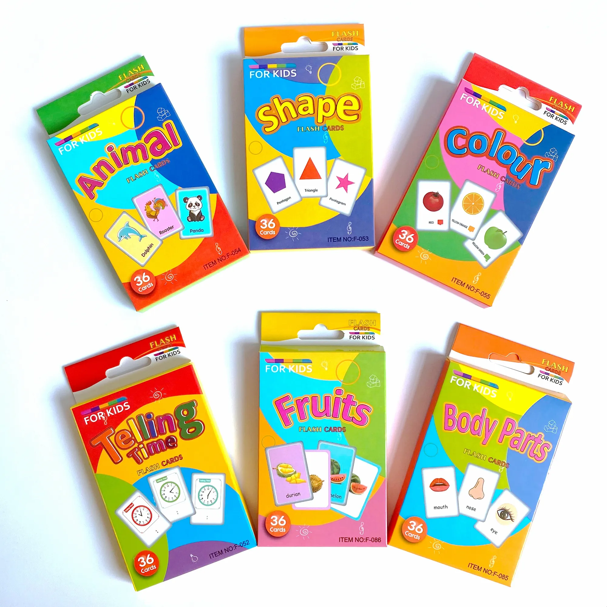 wholesale ready in stock hot sale educational kids flash cards fruits colours animals shape body parts telling time