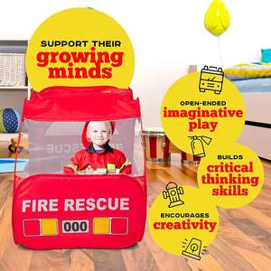 Tienda de campaña con botón de sonido para niños y niñas, camión de bomberos - Product Image 5