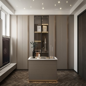 Armario Empotrado de Madera de Lujo Moderno, Puerta de Melamina, Tocador Integrado, Iluminación LED, Ecológico, Garantía de 5 Años - Product Image 1