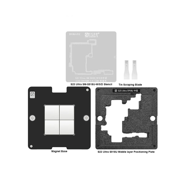 AMAOE S23Ultra Motherboard Middle Layer Planting Tin Platform Set for SAMSUNG SM-918U 70*70mm 0.12mm BGA Reballing Stencil Kit