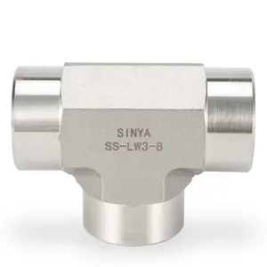 1/2 NPT Female 3000 6000 PSI High Pressure Stainless Steel 316 Monel Duplex 6Mo C276 Instrument Pipe Fittings Female Tee