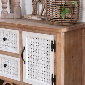 <b>Rustic</b> Farmhouse Design Dining Room Kitchen Storage Vintage Distressed Pine Wood Display <b>Cabinet</b> - Product Image 5