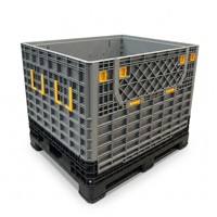 Conteneur à palettes pliable robuste 1200x1000mm en PEHD, boîte de stockage en vrac pliable, entrée 4 directions, empilable