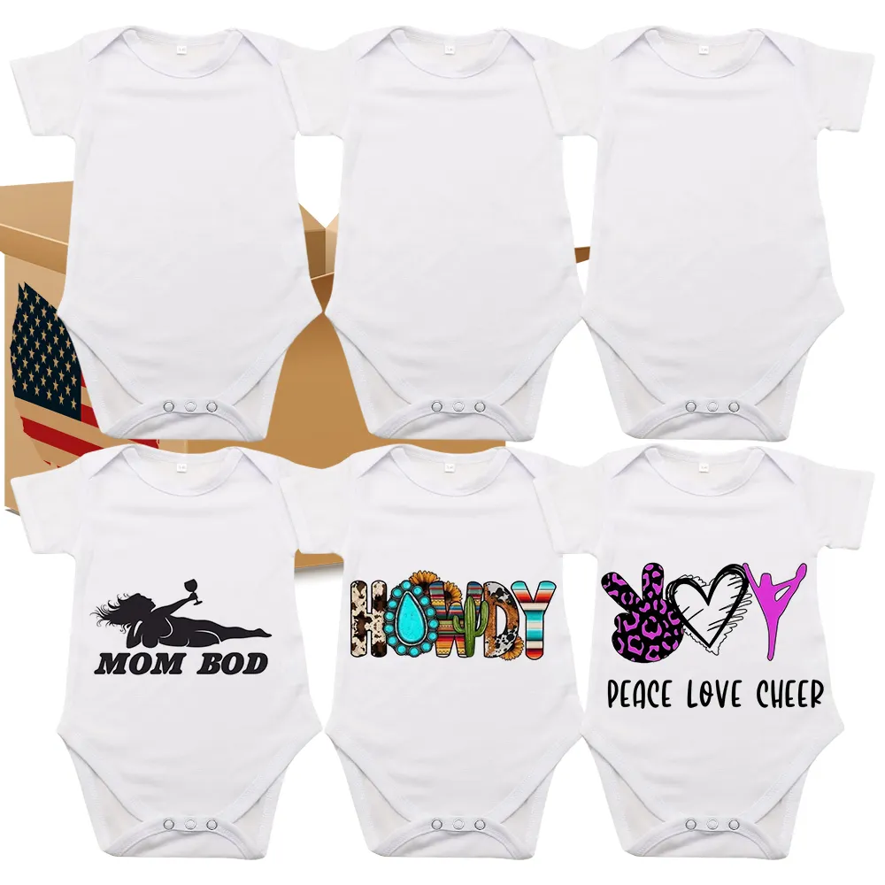 USA Warehouse 100% polyester Wholesale polyester baby onesie Blank DIY sublimation baby infant romper Unisex Baby bodysuit