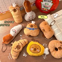 Mini-aliments de simulation : Pain, hamburger, beignet, croissant, peluches Capybara, dauphin, croissant, jouet en peluche, porte-clés