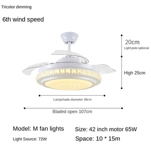 2025 nuevo ventilador de techo inversor moderno candelabro luz LED Invisible integrado ventilador eléctrico lámpara sala de estar comedor dormitorio - Product Image 5