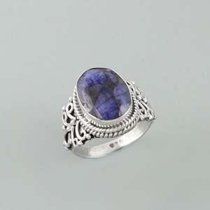 Anillo de joyería de plata de ley 925 con piedra preciosa de zafiro facetado - Product Image 2