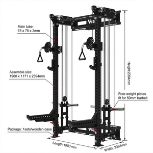 VIGFIT Rack <span class=keywords><strong>de</strong></span> Sentadillas Funcional Comercial Montado en Pared con Cables y Gancho en J, Equipo <span class=keywords><strong>de</strong></span> Gimnasio Plegable para Fitness - Product Image 3