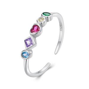 Superventas dedo colorido anillos baratos para niñas plata esterlina promesa minimalista joyería de moda anillo de piedra natural ajustable - Product Image 1