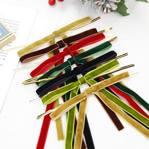 Personnalisé 0.4 pouces col de bouteille de vin décoratif pré-cravate velours <span class=keywords><strong>ruban</strong></span> arc personnalisé arbre de <span class=keywords><strong>noël</strong></span> utiliser velours <span class=keywords><strong>ruban</strong></span> arc - Product Image 1