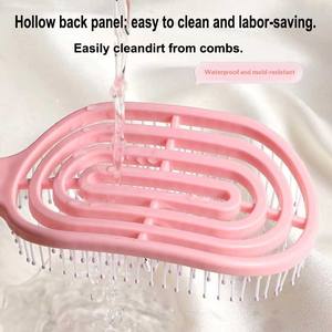 Peine de masaje para el cuero cabelludo de uso doméstico en húmedo y seco, con dientes de alta elasticidad, diseño de arco, hueco y curvado grande, peine de costillas - Product Image 2