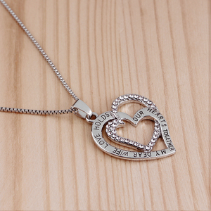Collar con Colgante en Forma de Corazón y Cadena de Serpiente de Aleación de Zinc, ZRM Fashion, Mi Querida Esposa, El Amor Unifica Nuestros Corazones, Regalo Romántico de Aniversario - Product Image 4
