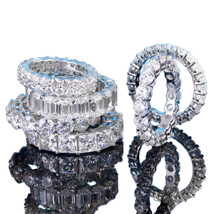 Anillo de Moissanita Personalizado para Hombre, Corte Princesa Esmeralda, Plata de Ley 925, Chapado en Oro Blanco, Certificado GRA, VVS/VVS1 - Product Image 1