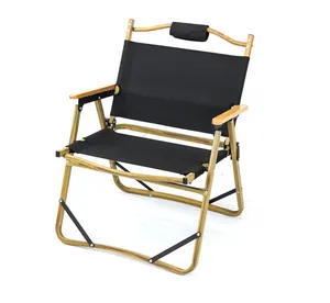 핫 세일 한국어 핸들 팔 비치 접이식 야외 접는 낮은 나뭇결 모양 알루미늄 합금 캠핑 의자