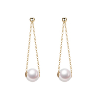 Pendientes de perlas Akoya, accesorios de 7mm-8mm, venta al por mayor, pendientes de oro de 18K, joyería, semimontajes, pendientes de perlas de agua de mar, montajes