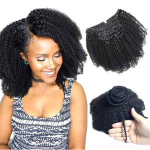 Extensions de cheveux afro crépus 4a 4b 4c à clipser, 100% cheveux humains Remy, bouclés afro 4B4C de haute qualité, extensions à clipser crépues bouclées - Product Image 1