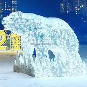 상업적인 겨울 경이 동물원 휴일 조명을 위한 옥외 LED 북극곰 크리스마스 빛 동물성 조각품