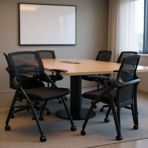Conference <b>Chair</b> Mesh <b>Office</b> Furniture <b>Foldable</b> Black 2 Pack <b>For</b> Conference Room Commercial Use - Product Image 2