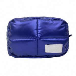 Solid Color Winter Down Cotton Soft Light Weight Puffer Puffy Fluffy Quilted Cloud Makeup Cosmetic Bag Travel Make up Pouch - Product Image 1