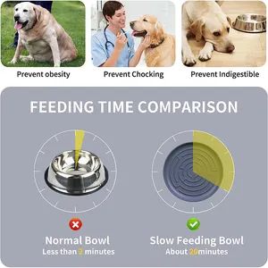 Eco-Life Easy Clean Dog Slow Bowl Anti Choke Feeder Non-Skid And Non-Spill Dog Slow Feeder Bowl Silicone Pet Bowl