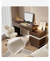 Coiffeuse moderne noire à lumière LED avec coffre de rangement maquillage beauté vanité coiffeuse pour chambre appartement salle de bain hôtel
