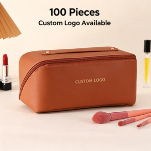 Low MOQ Custom Logo Waterproof PU Leather Cosmetic <strong>Bag</strong> Travel Organizer Pillow <strong>Bags</strong> Portable <strong>Make</strong> <strong>up</strong> <strong>Bag</strong> for Women Wholesale - Product Image 1