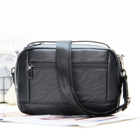 Tas Selempang Kulit PU Vintage Pria, Tas Messenger Kecil Kasual, Tas Bahu Multi Kantong, Tas Sling dengan Logo Custom Debossed