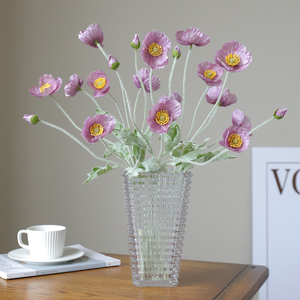 Fiore di Papavero Artificiale a 4 Teste con Stelo Floccato per Decorazioni Casa, Eventi, Matrimoni e Composizioni Floreali - Product Image 4