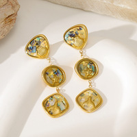 Parure de bijoux hypoallergéniques en acier inoxydable avec incrustation de coquillages, collier pendentif à pompon et boucles d'oreilles, idéale pour les vacances à la plage, pour femme Q263