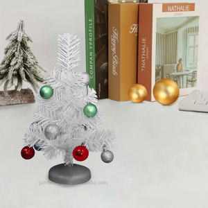 Mini Árbol de Navidad Artificial de PVC Blanco de 32 cm con Adornos de Bolas para Decoración de Mesa de Centro en el Hogar, Oficina o Fiestas - Product Image 3