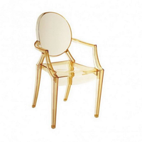 Vente en gros de chaise acrylique fantôme en résine transparente, chaise fantôme en cristal pour dressing, restaurant, hôtel, chaise de salle à manger en cristal pour mariage