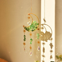 Attrape-soleil artisanal en améthyste et cristal de lune, prisme arc-en-ciel, ornement suspendu pour fenêtre, décoration murale pour la maison, cadeau sorcier