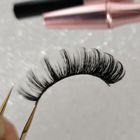Faux cils en vison synthétique à marque privée, courbure D, effet naturel et volumineux, bande complète, style russe