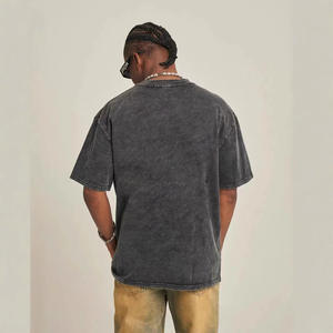 थोक कस्टम यूरोप हम 230 जी भारी धुले हुए कपास की सांस लेने योग्य रागलान पुरुषों की जोकर खाली ठोस रंग ढीली टी-शर्ट - Product Image 3