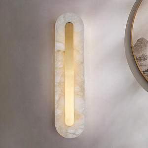 Lampada da Parete LED Moderna in Rame con Sfondo in Marmo di Lusso per Soggiorno, Scale, Corridoio, Camera da Letto, Comodino - Illuminazione di Lusso - Product Image 1