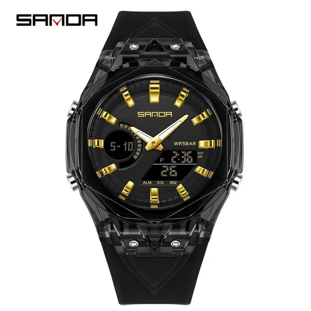 SANDA 6283 Unisex Electronic Quartz Watches Fashionable Sporty Waterproof World Time Countdown Multifunctional Montres Hommes
