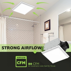 ETL Bathroom Exhaust <strong>Fan</strong> with Light, 10 Inch Bathroom Ventilation <strong>Fan</strong> Light <strong>Ceiling</strong> Mount, 120VAC, 100CFM, 5CCT <strong>Selectable</strong> - Product Image 5