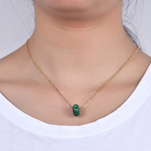 Collar de Acero Inoxidable con Colgante Redondo Negro Mate, Cadena para Clavícula, Joyería de Moda para Mujer - Product Image 2