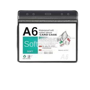 पारदर्शी ए 6 क्षैतिज कार्ड कवर वाटरप्रूफ सॉफ्ट पीसी कार्ड केस सामने की जेब ए 4 लेबल बैग बैज धारक सहायक - Product Image 1