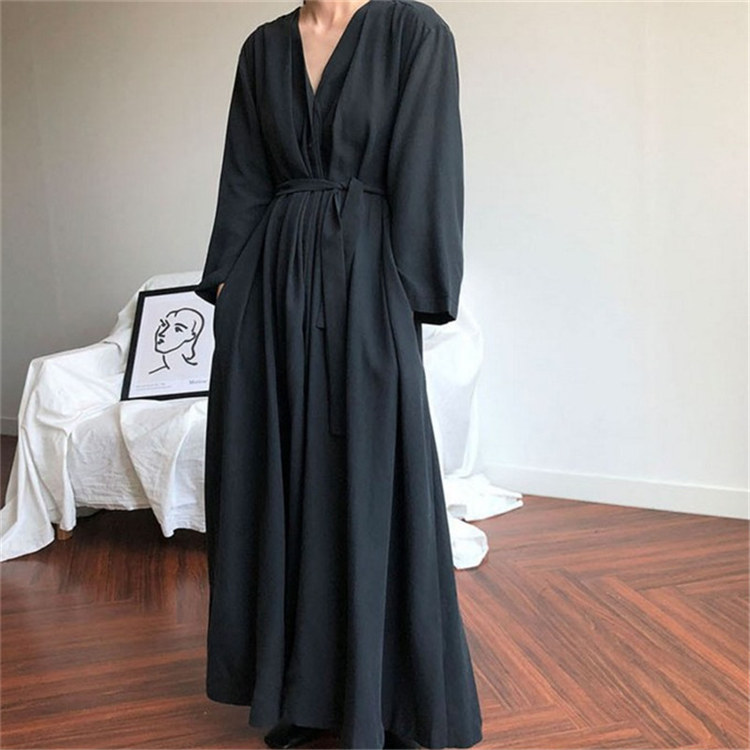 In Stock Vintage Full Casual Long Tee Dress Ladies Blank Oversized V Neck  Spilt Cotton Linen Maxi Shirt Muslim Dresses for Women| Alibaba.com