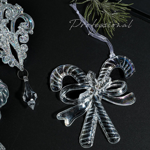 Christmas Tree Decorations Transparent Crystals Acrylic Bow Tree <b>Hanging</b> <b>Ornaments</b> for Holiday Home Tree Decor Supplies - Product Image 4