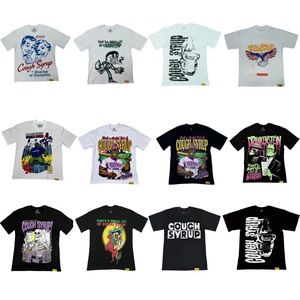 เสื้อยืดผู้ชายแขนสั้นพิมพ์<span class=keywords><strong>ลา</strong></span>ยผ้าฝ้ายแท้สไตล์อนิเมะทรงหลวมพิมพ์<span class=keywords><strong>ลา</strong></span>ย "THAT'S a AWFUL LOT of COUGH SYRUP" - Product Image 1
