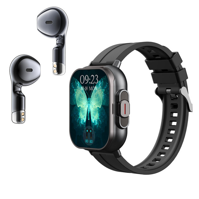 High Quality D 8 TWS Smartwatch Fashion 2-in-1 Fitness Bracelet Wireless Earbuds IP67 Square Health Monitoring for Sports