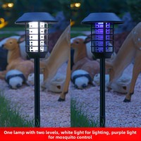 Lampe anti-moustiques à lumière UV étanche IP65 alimentée par énergie solaire et batterie au lithium - Choc électrique - Utilisation en extérieur pour les jardins et les patios