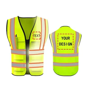 Warn weste mit hoher Sichtbarkeit Benutzer definiert Ihr Logo Multi pocket Workwear mit reflektieren den Streifen Outdoor-Arbeits westen