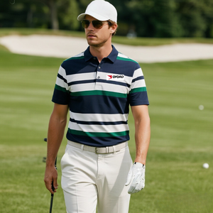 All'ingrosso UPF 50 + Golf t-shirt Polo Casual Vintage a righe Golf Polo veloce asciutto Spandex poliestere Polo da uomo - Product Image 4