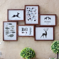 Set Bingkai Foto Dinding Kreatif 6-inci 7-inci Multi Panel Kayu Komposit Dekorasi Dinding Amerika 6-panel Dinding Foto