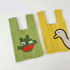 Nuevo Bolso de Ganchillo con Nudos Japoneses de Diseño, Bolso de Mano Tejido con Estampado Floral de Pato de Dibujos Animados - Product Image 4